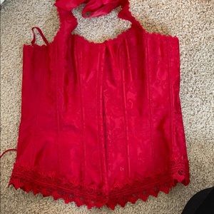 Red Fredrick a corset halter top